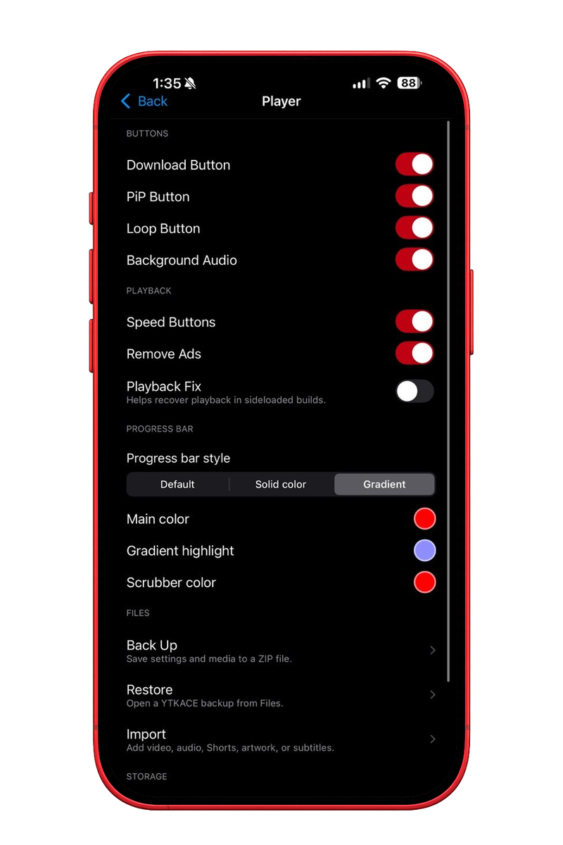 Player settings